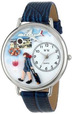 Whimsical Watches Flight Attendant Royal Blue Leather Watch